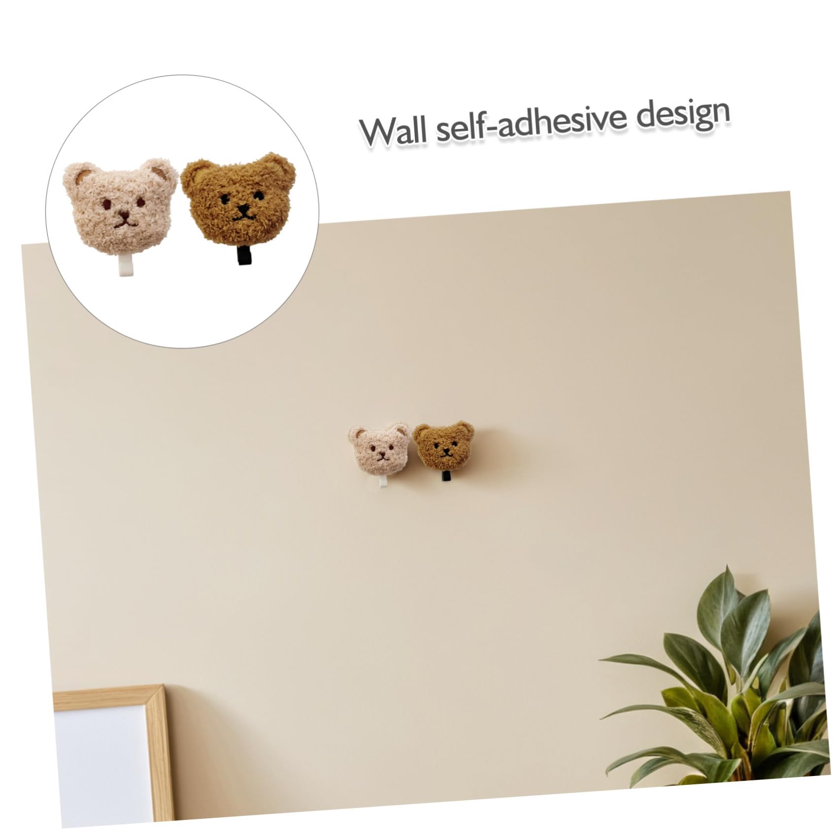 Angoily Ganci Adesivi da Parete Orso in Peluche 2 Pezzi, Gancio Portachiavi e Asciugamani, Facile da Usare Superficie Liscia per Cucina e Bagno