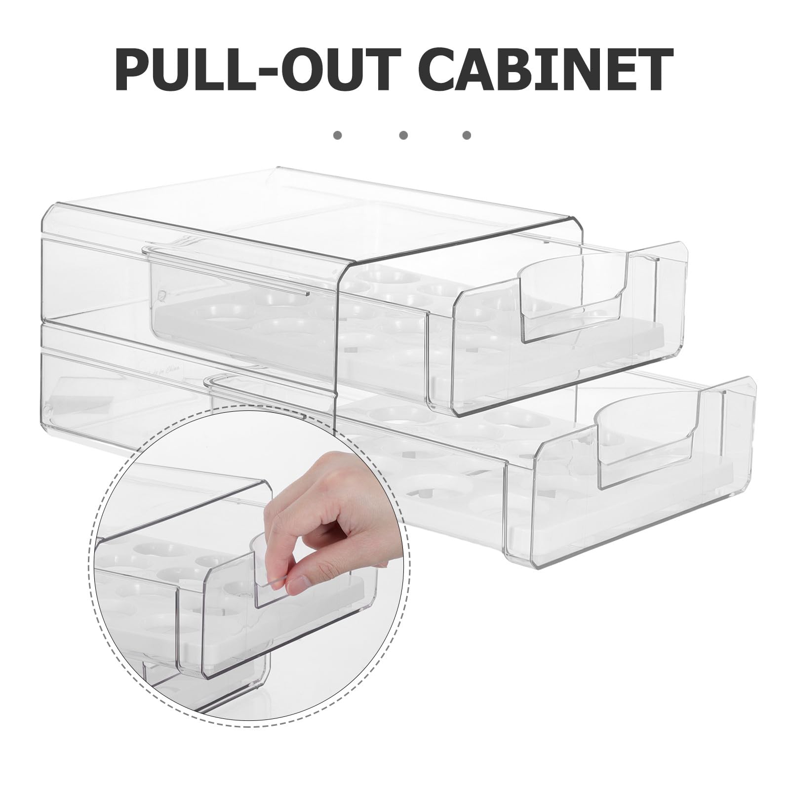 Huevera Transparente para Refrigerador de Plástico 2 Cajones, 32 Huevos | Doble Capa Orificios, Apilable y Deslizable, para Cocina y Frigorífico