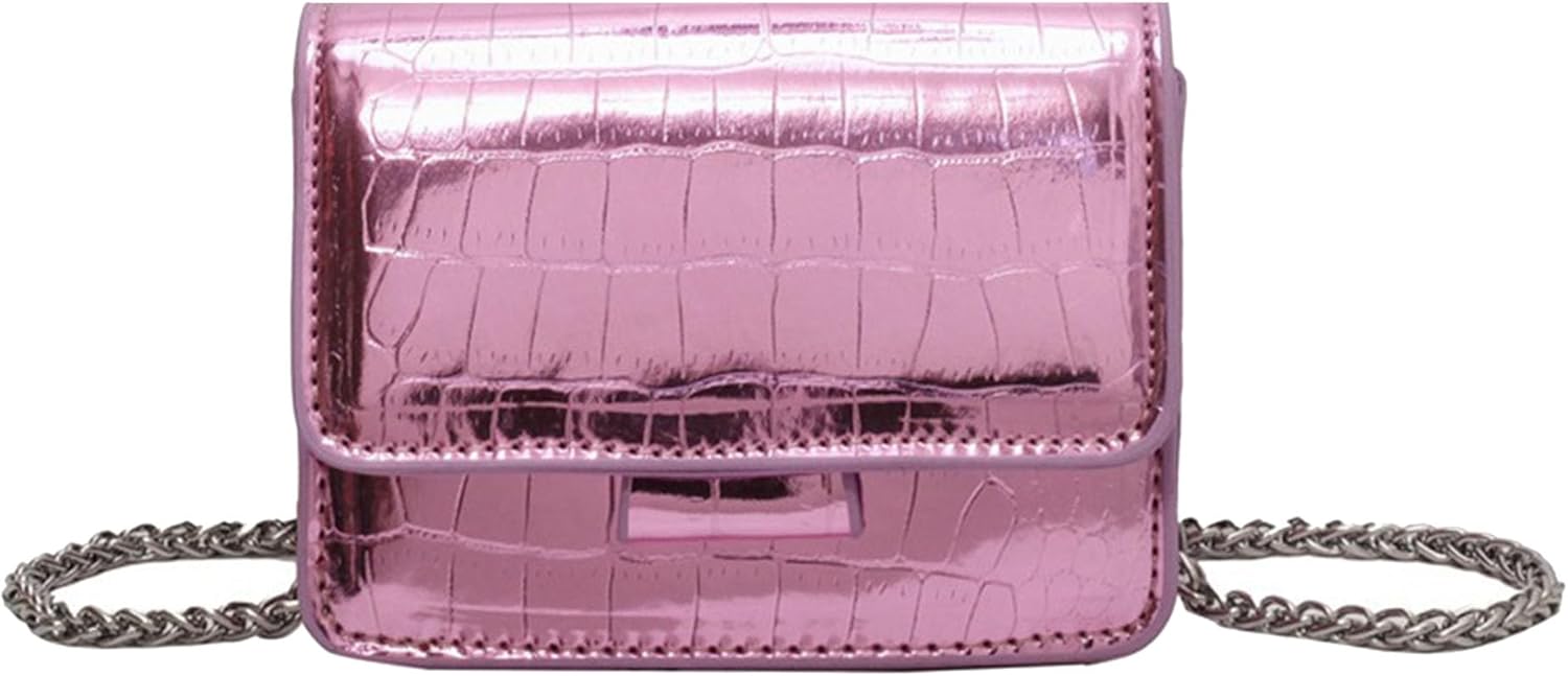 PU Leathe Mini Crossbody Bags for Women's, Y2k Mini Square Purse with Chain Strap Fashion Women Small Evening Bags