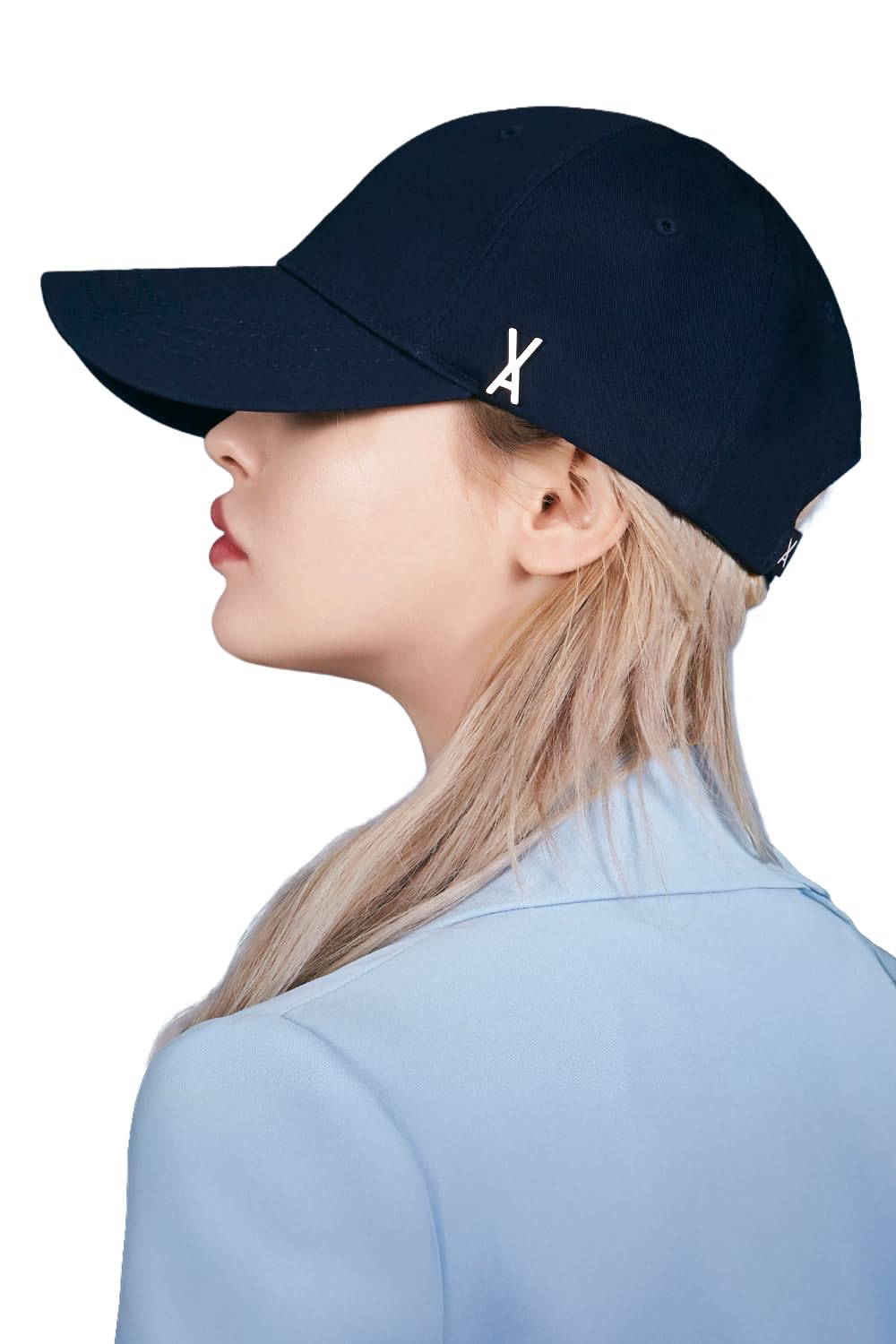 [VARZAR] Stud logo over fit ball cap Nav…
