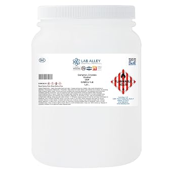 Lab Alley Camphor, Crystals, USP Grade, Kosher Certified - 1lb