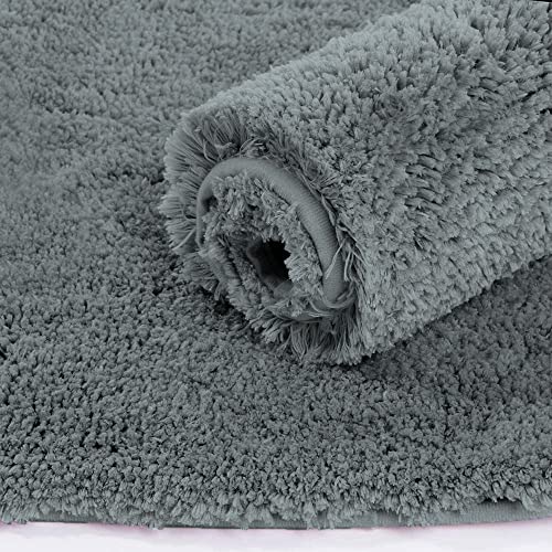 Image of LUXE HOME INTERNATIONAL Microfiber Rectangular Home Bath Mat Super Soft Non Slip Vegas Mats for Bathroom, Kitchen, Bedroom, and Door (60x90 Cm, Grey) Pack of 1