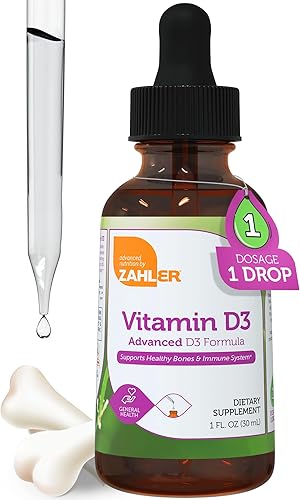 Zahler Vitamina D líquida, vitamina D3 líquida, 1000 UI, gotas de vitamina D, Kosher, 1 onza