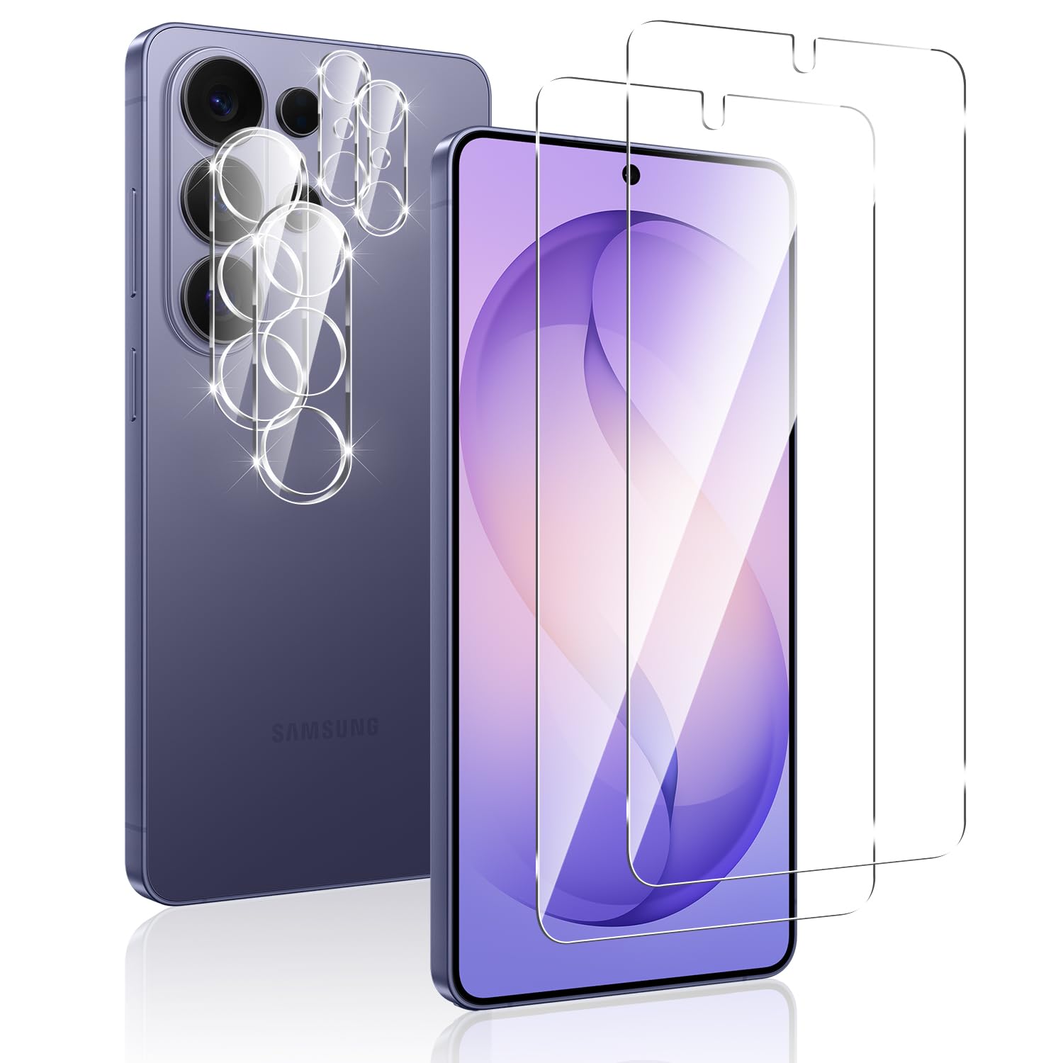 Sungale Galaxy S26 Ultra ガラスフィルム 指紋認証対応 強化ガラス S26 Ultra フィルム(2枚)+S26 Ultra カメラ保護(2枚)ギャラクシー s26 ultra 保護フィルム カメラフィルム 日本旭硝子製 高透過率 液晶保護 カメラ保護カバー Galaxy S26 Ultra 対応 フィルム