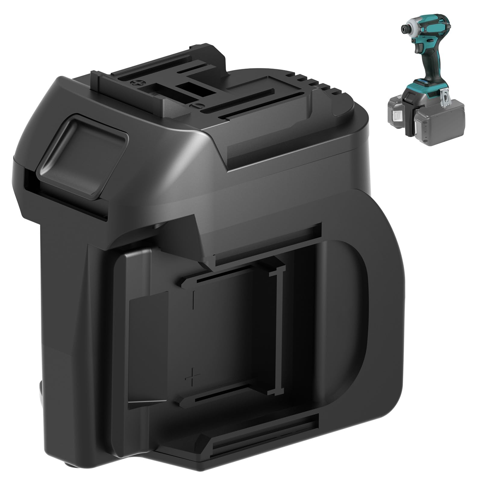 YNDZ 2-in-1 Battery Adapter for 2 x Makita 18 V LXT Battery, Double Battery Converter for Makita 18 V Power Tool, Dual Slot Adapter for Double Run Time & Power, Compatible with BL1815-BL1860