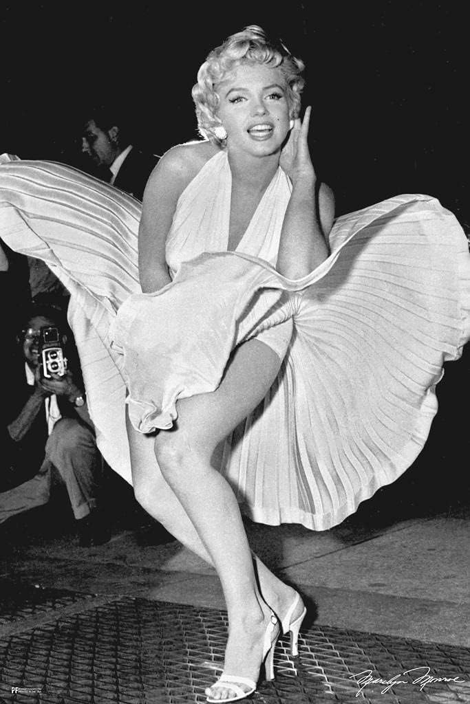Marilyn Monroe Poster Dress Blowing Up Sexy Black and White Vintage Movie Posters Retro Vintage Classic Hollywood Bedroom Decor Cool Wall Art Print Poster 24x36