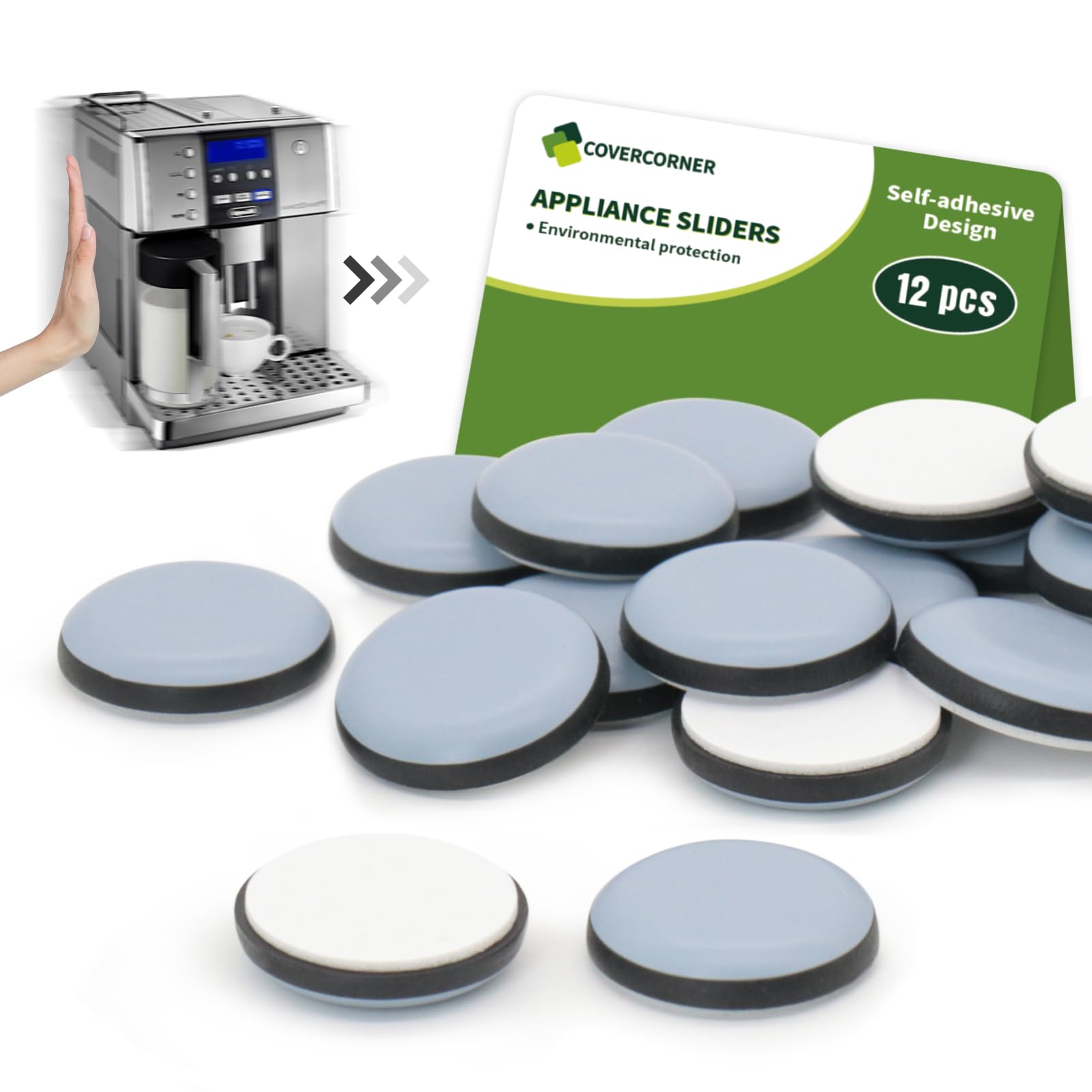 COVERCORNER Appliance Sliders for Kitchen Appliances, Kitchen Appliance Sliders for Counter, Self Adhesive Small Appliance Slider - 1 inch 12PCS Blue