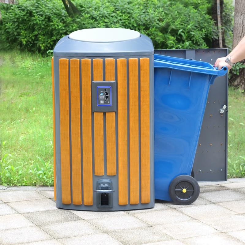 ABNNHK Mülleimer für den Außenbereich, großer Mülleimer für den Außenbereich, Gemeinschaftsabfalleimer, Abfalleimer für Obstschalen, großer Mülleimer mit Pedal, Recyclingeimer (eine Farbe – Bild 7