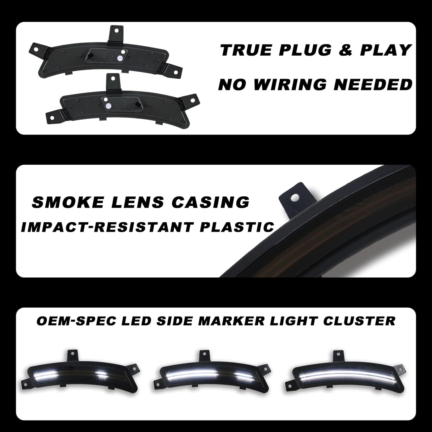 LED Side Marker Light Kit for 2025 2026 Chevy Tahoe Suburban | GMC Yukon XL | Cadillac Escalade ESV | Dual-Row White Dynamic Turn Signals | Plug & Play 2-Piece Kit (Dynamic White)