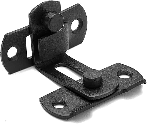 Miniatura 4 de Paquete de 5 cerraduras de puerta de granero abatibles de 90, cierres de seguridad de alta calidad negro mate para puertas correderas, pestillos de