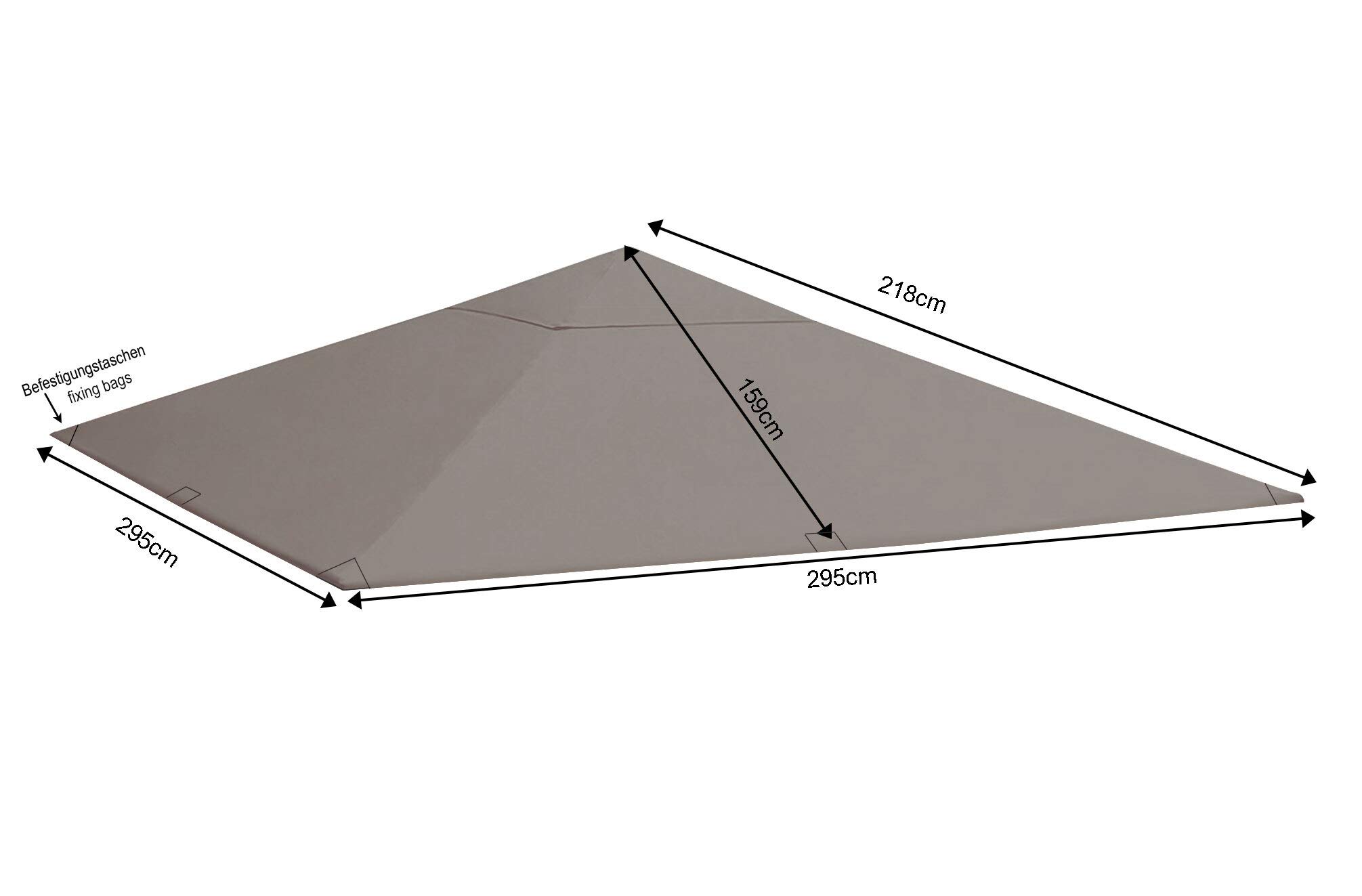 Tetto Di Ricambio Per Gazebo Quick-Star Paris 3x3m - Grigio Platino, Impermeabile - Foto 5