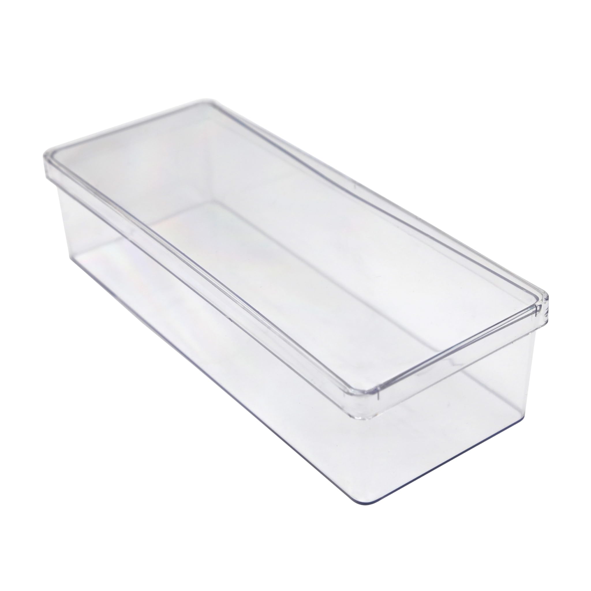 Set of 4 Acrylic Boxes with Lids, 9.5"L x 3.56"W x 2.25"H, Made in USA, Plastic Pencil Box, Crayon Box, and Art Supply Organizer, Clear Display Case