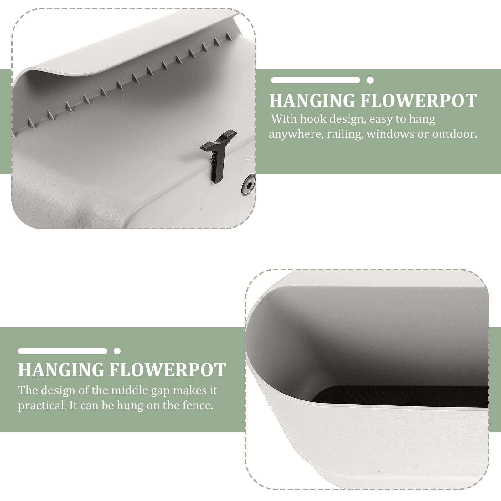 Toyvian Pot de Fleurs Suspendu en Plastique Blanc, Pratique et Robuste, Jardinière de Balustrade pour Balcon et Jardin, Pot de Fleurs Décoratif pour Plantes Succulentes