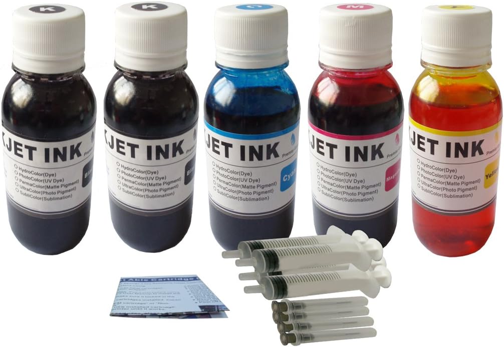 ND R@ 20OZ(5x4oz) Refill Ink kit with Syringes for 901 901xl Black and Color Ink Cartridge:OfficeJet G510a G510g G510n J4524 J4540 J4550 J4580 J4624 J4660 Printers