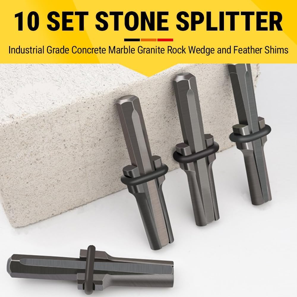 Cuñas Piedra, 10 piezas Cuña Leña 16mm Divisor de Piedra, Herramienta Divisora de Piedra de Hormigón, Herramientas Herrero, para Hormigón Mármol Granito Roca Piedra, Calidad Industrial