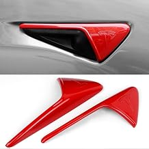 2 Pcs Side Camera Cover Compatible with Tesla Model 3 2022 2023 Model Y 2022 2023 Hardware HW 4.0 Turn Signal Side Covers Exterior Accessories Camera Protect Decal Cover Red
