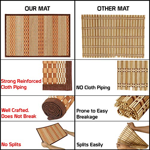Image of HOKIPO Bamboo Table Mats for Dining Table, Set of 6 Wooden Placemats, 45x30 cm, Orange (AR2817-D6)