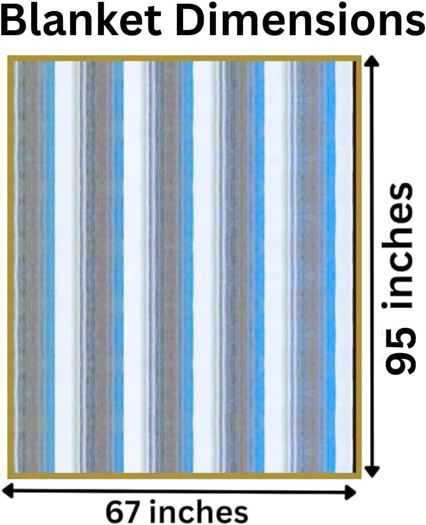 Alpaca Wool Throw Blanket | Super Soft, Lightweight, Breathable and Hypoallergenic | Non-Itchy or Scratchy (Blue White Varicolored, Queen (U.S. Standard))