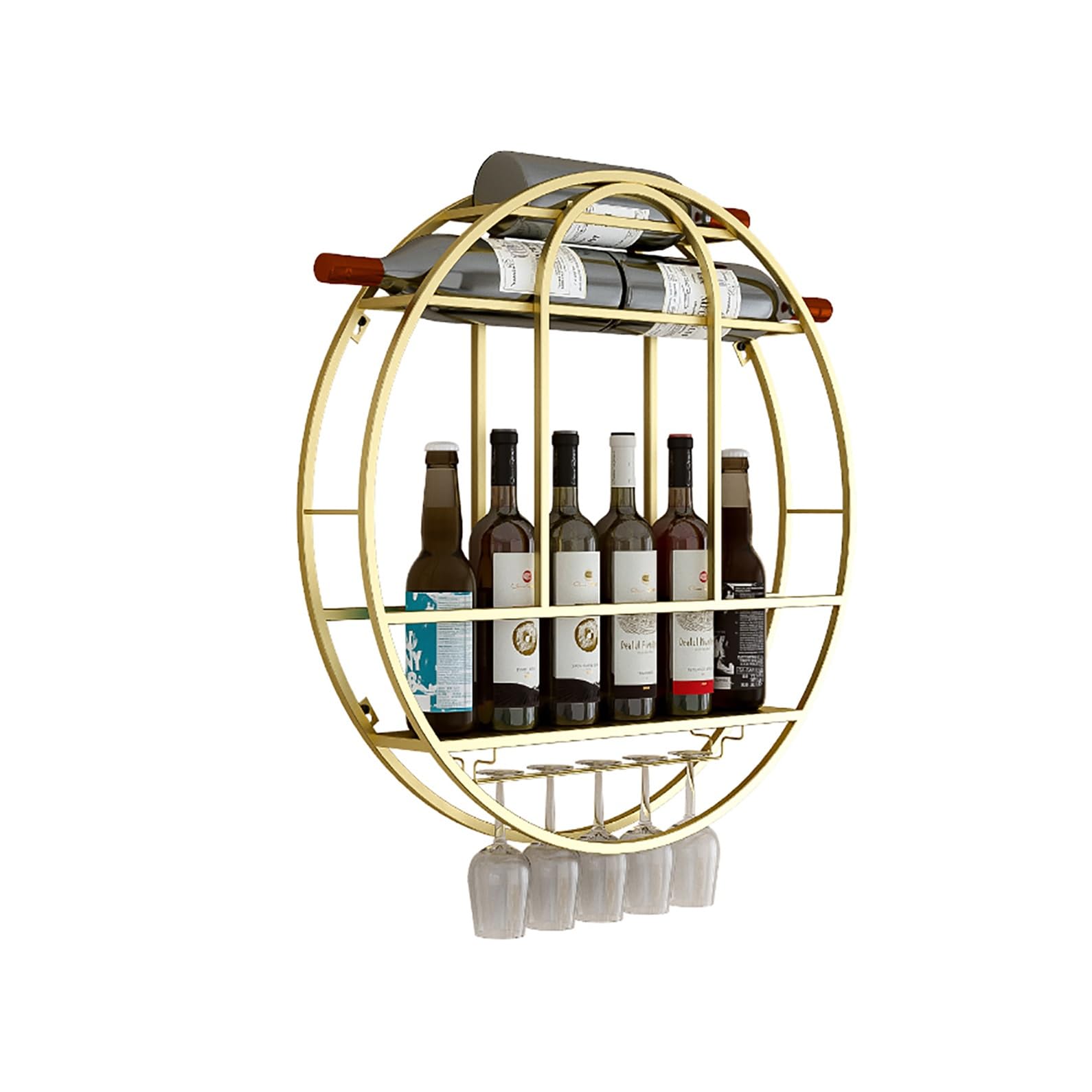 Casier à vin mural grande capacité avec présentoir bouteilles de vin en fer