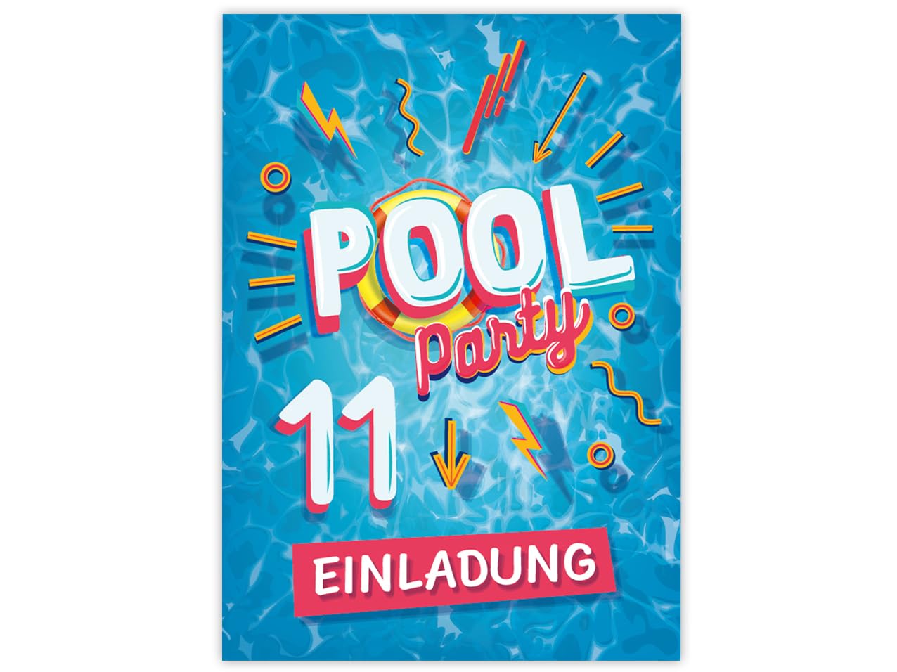 Minkocards 12 Einladungskarten zum 11. Kindergeburtstag Schwimmbad Schwimmen Jungen Mädchen Einladungen elfte Geburtstag