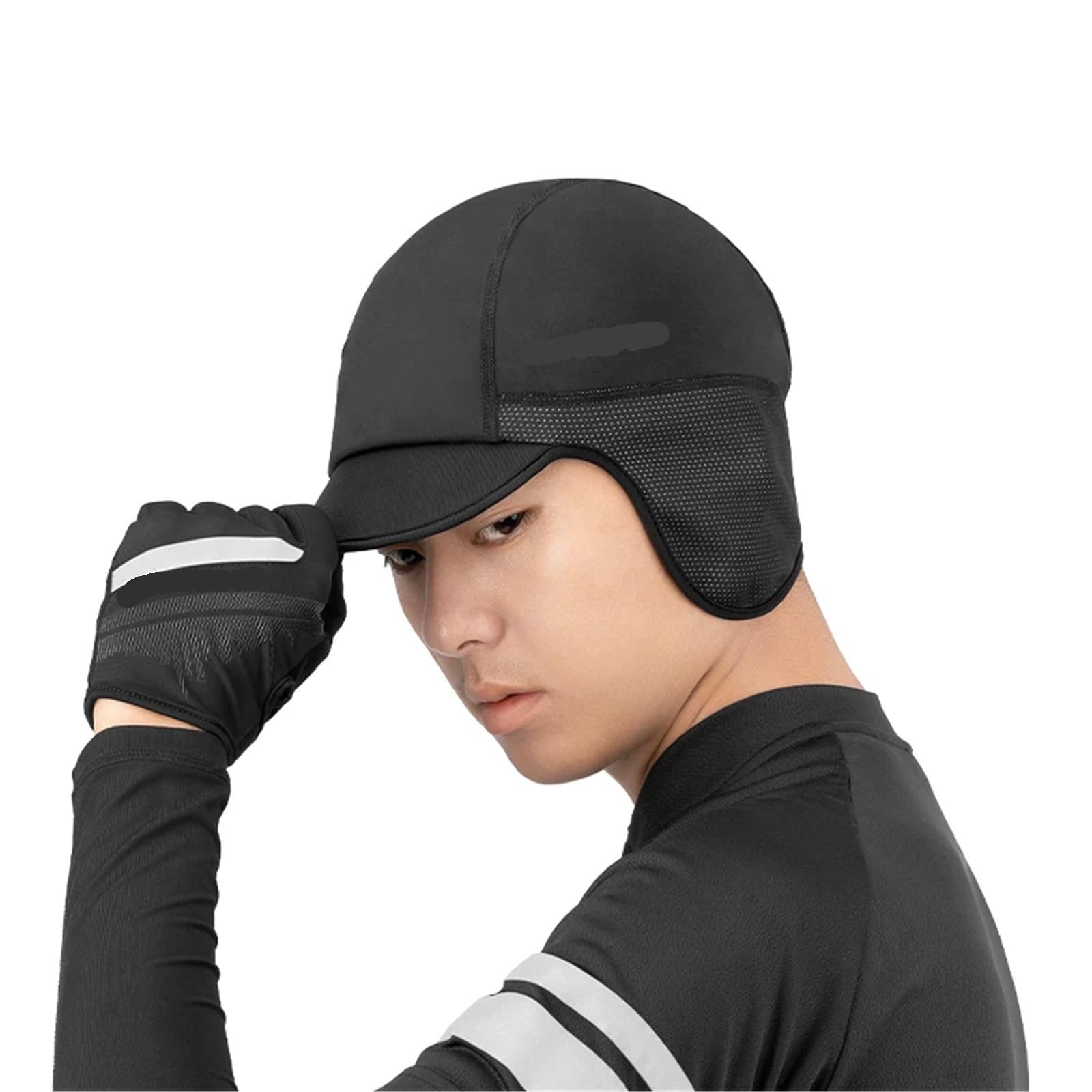 Casquette de Cyclisme Hiver Hommes Femmes Coupe-Vent Garder au Chaud Chapeau for Moto Ski Plein air Sport Accessoires pour Vélo(Black-A)