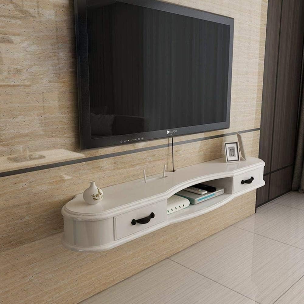 Wall-Mounted Tv Cabinet with Drawer Tv Shelf Wall Shelf Floating Shelf Set Top Box Router Sky Box Toy Photo Storage Shelf Tv Stand Gray 130cm Colour Name:Gray 140cm (White 130cm)