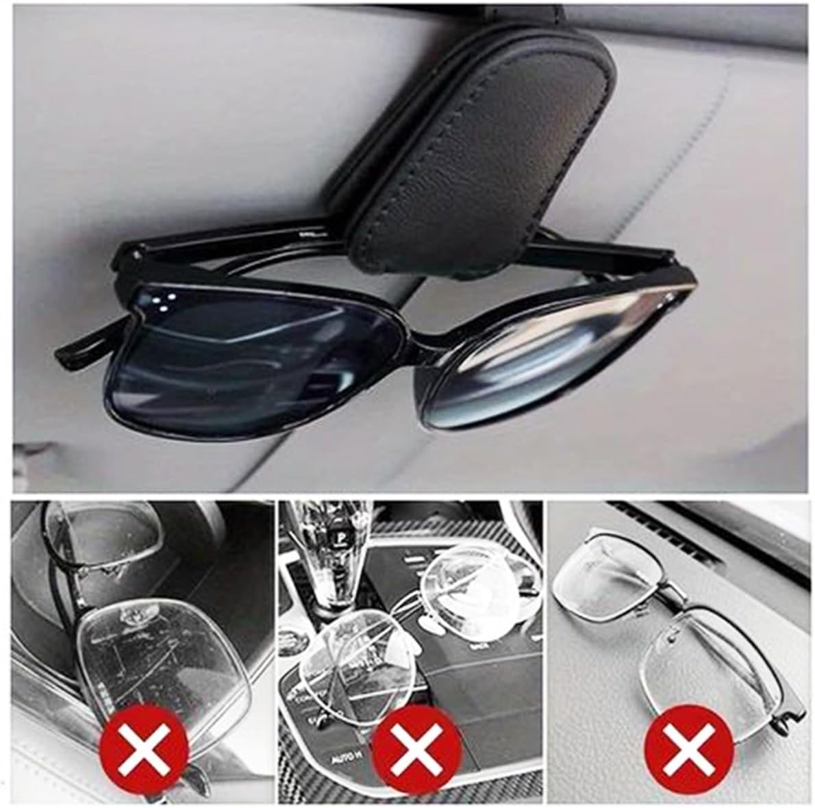 Suporte de Óculos para Carro Porta Óculos Veicular Viseira Quebra Sol Clip Magnético Couro PU (CINZA) Suporte de Óculos para Carro Porta Óculos Veicular Viseira Quebra Sol Clip Magnético Couro PU (CINZA)