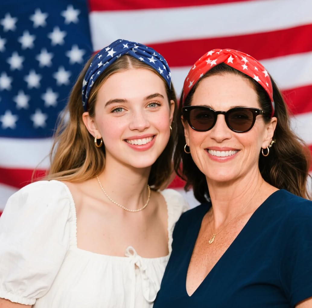 Tobeffect 4th of July Headbands for Women: 4PCS Patriotic American Flag Fourth of July Head Bands for Women's Hair - Red White Blue July 4th Headbands| USA Independence Day Hair Accessories Gift - Image 4
