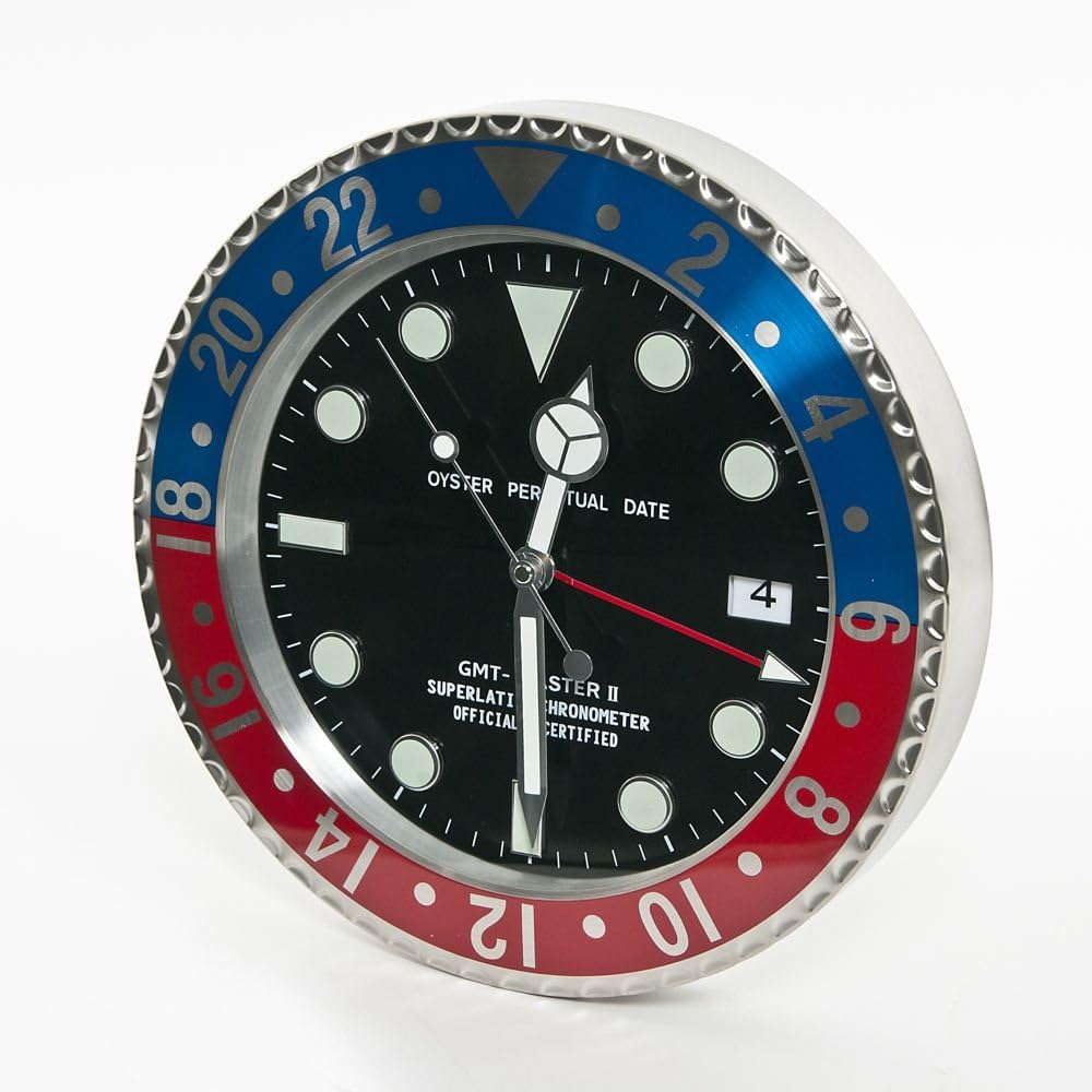 Amazon Co Jp 高級時計タイプ掛け時計 Gmtマスタータイプ 青赤 ホーム キッチン