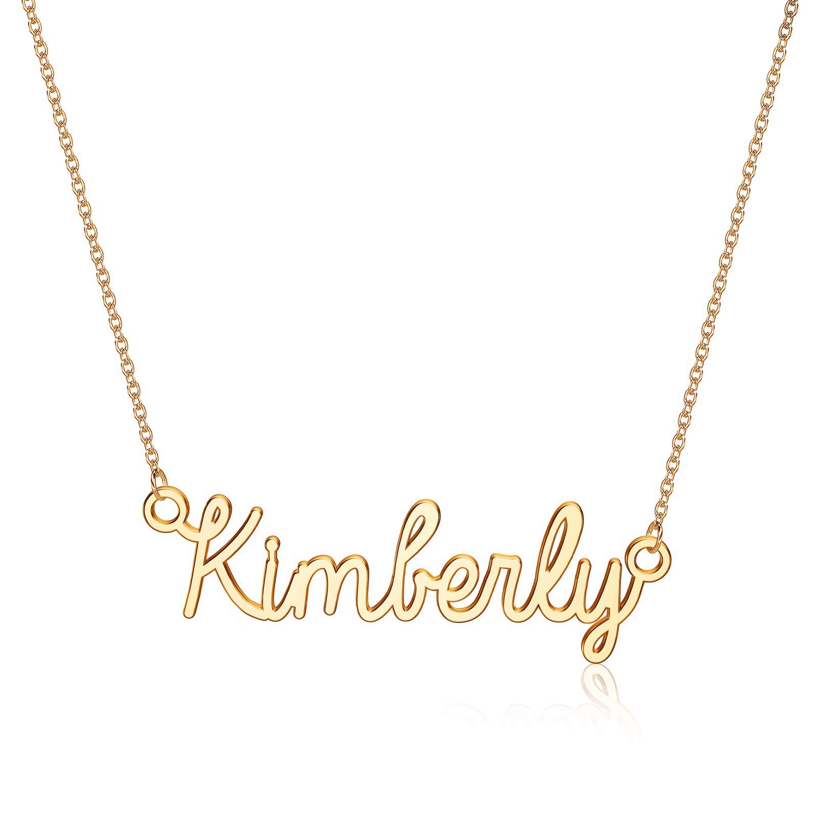 TurandossCustom Name Necklace Personalized, 14K Gold Plated Name Pendant Necklace Dainty Name Necklace Personalized Jewelry Gifts for Women