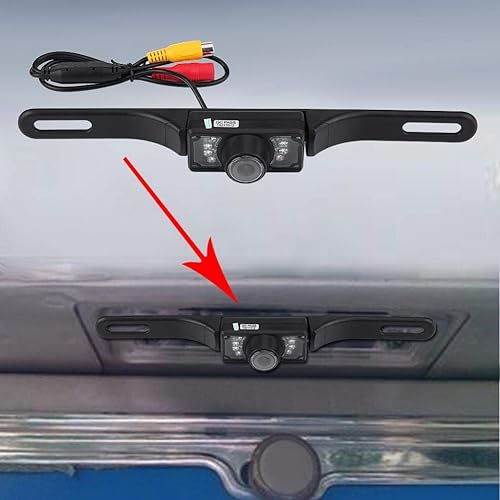 Miniatura 2 de Cámara de respaldo para automóvil, ángulo de visión amplio de 140 grados, cámara de matrícula con 7 luces LED, IP67/68, impermeable, kit de cámara