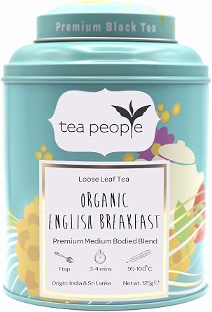Tea People Organic English Breakfast, Loose Leaf Black Tea In A Tin Caddy, 125 g