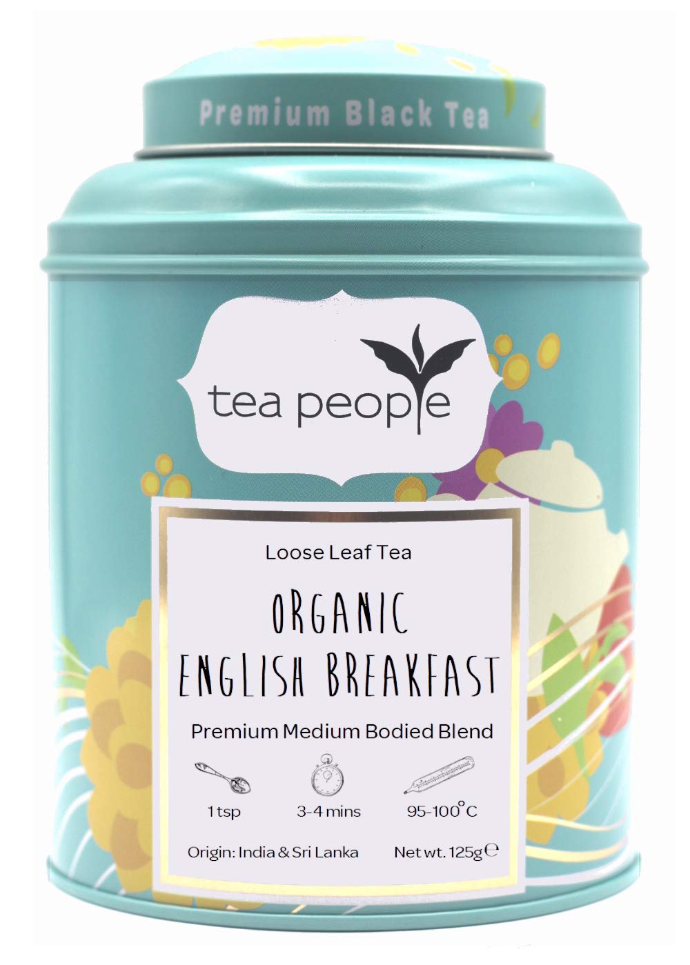 Tea People Organic English Breakfast, Loose Leaf Black Tea In A Tin Caddy, 125 g