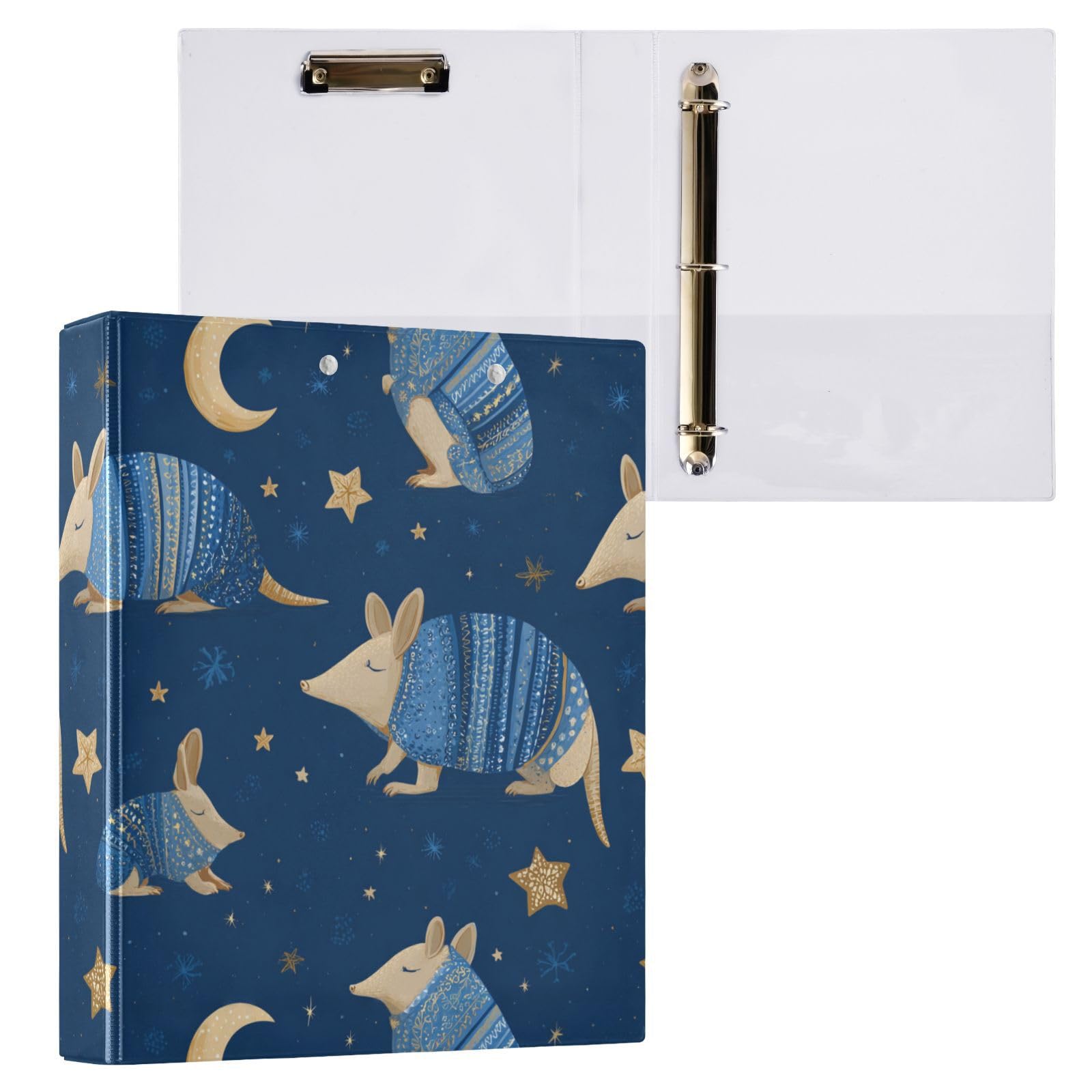 Kcldeci Armadillo - Raccoglitore a 3 anelli, con copertina rigida, 3,8 cm, 200 fogli, per ufficio, casa, rientro a scuola, confezione da 2