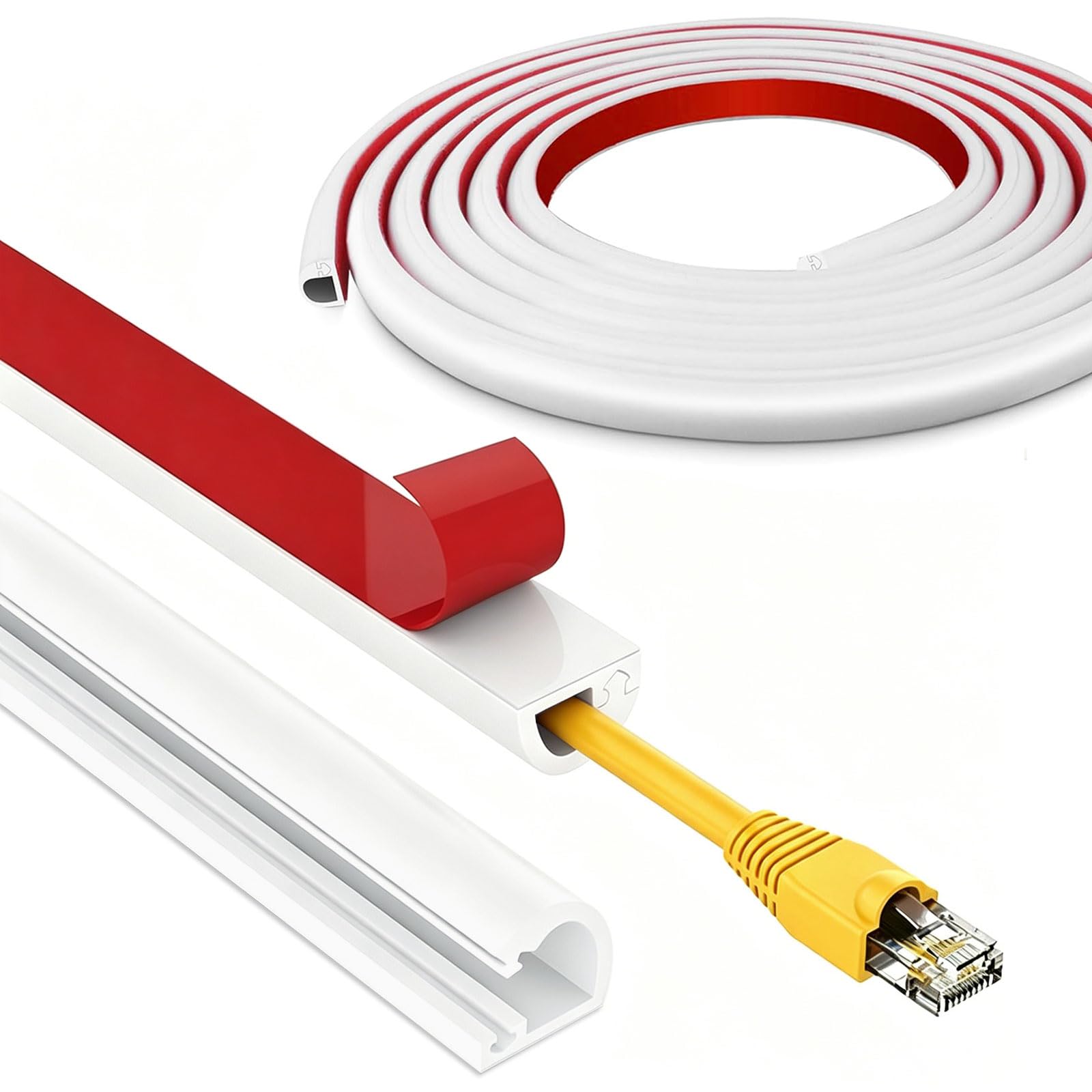 6 m Silicone Cable Trunking 15 mm x 10 mm Half Round Cable Cover
