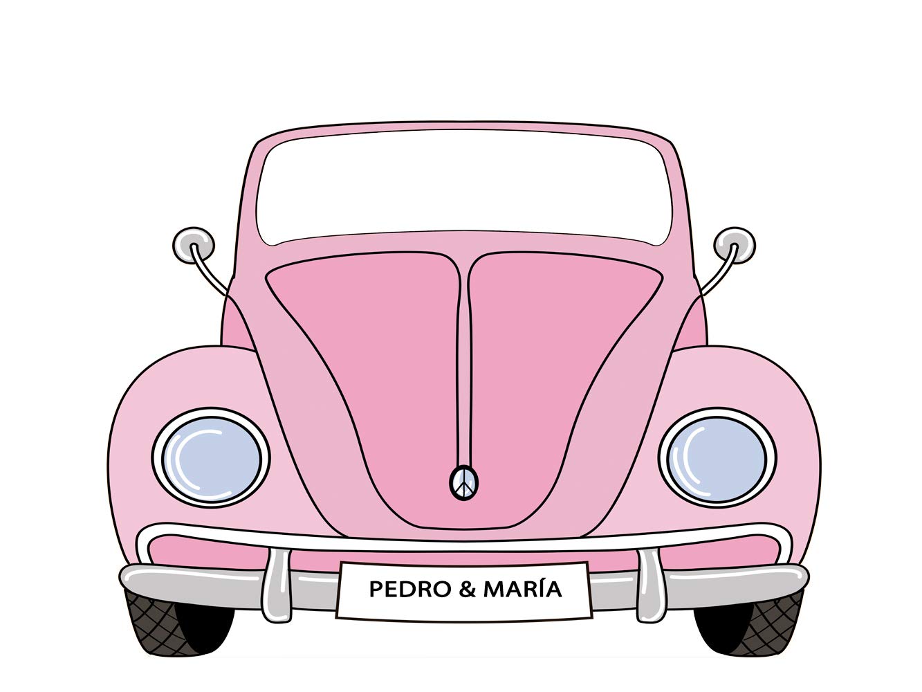 Oedim Photocall Personalizado para Bodas en Cartón Coche Rosa 200x150cm | Photocall Personalizado Coche Rosa | Photocall Personalizado Económico y Original | Photocall Personalizado Troquelado