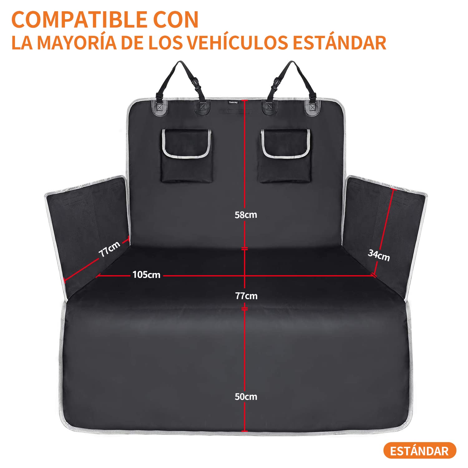 Toozey Protector para Maletero de Perro – Manta para Perros Ultraligera y Ahorra Espacio, Ajuste Universal, Impermeable, Resistente a desgarros, con protección Lateral y Bolsillos Gigantes