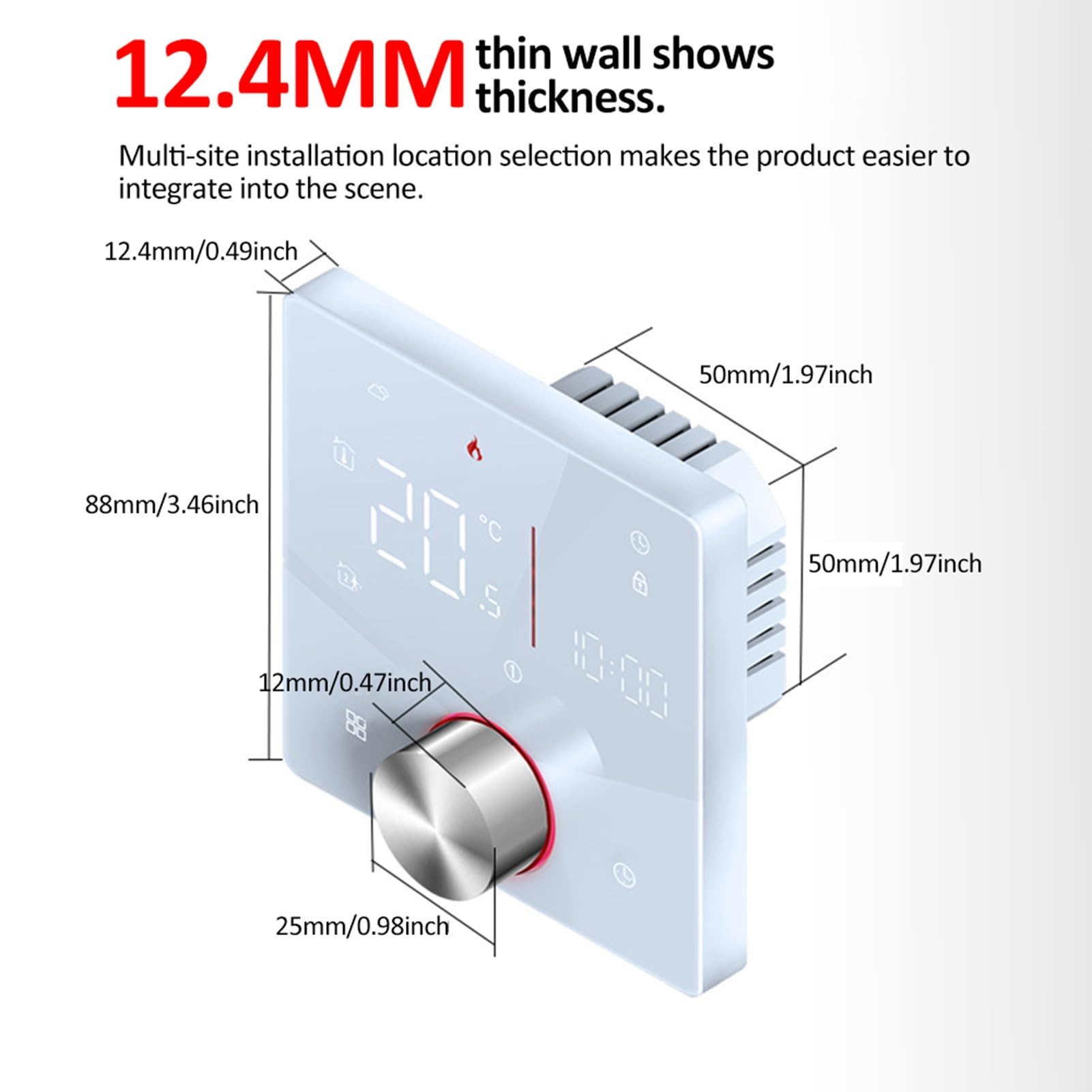 Inteligentny Termostat WiFi Termostat Grzewczy Cyfrowy z Akrylowym Dotykowym Wyświetlaczem LCD Od 41 do 95 Fahrenheita Programowalny Tygodniowy Regulator Temperatury dla Domowego Biura