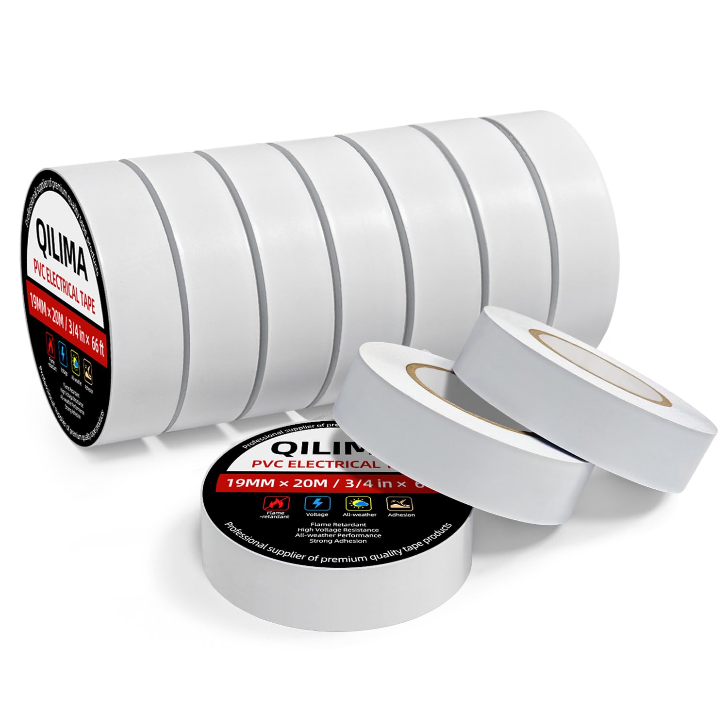 Cinta Aisladora Blanca QILIMA 10 Rollos PVC Profesional miniatura 1