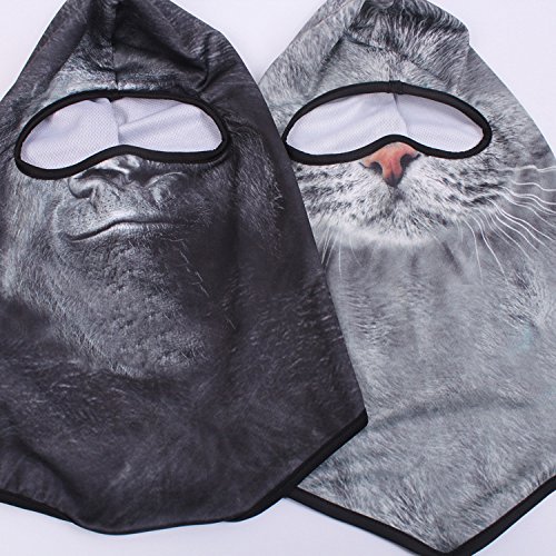 Kingree Balaclava Ski Mask, Motorcycle Helmets Liner Ski Gear Neck Gaiter, Animal Print Series Quick-Dry Mask (14 Dog-Angry) #TOP3