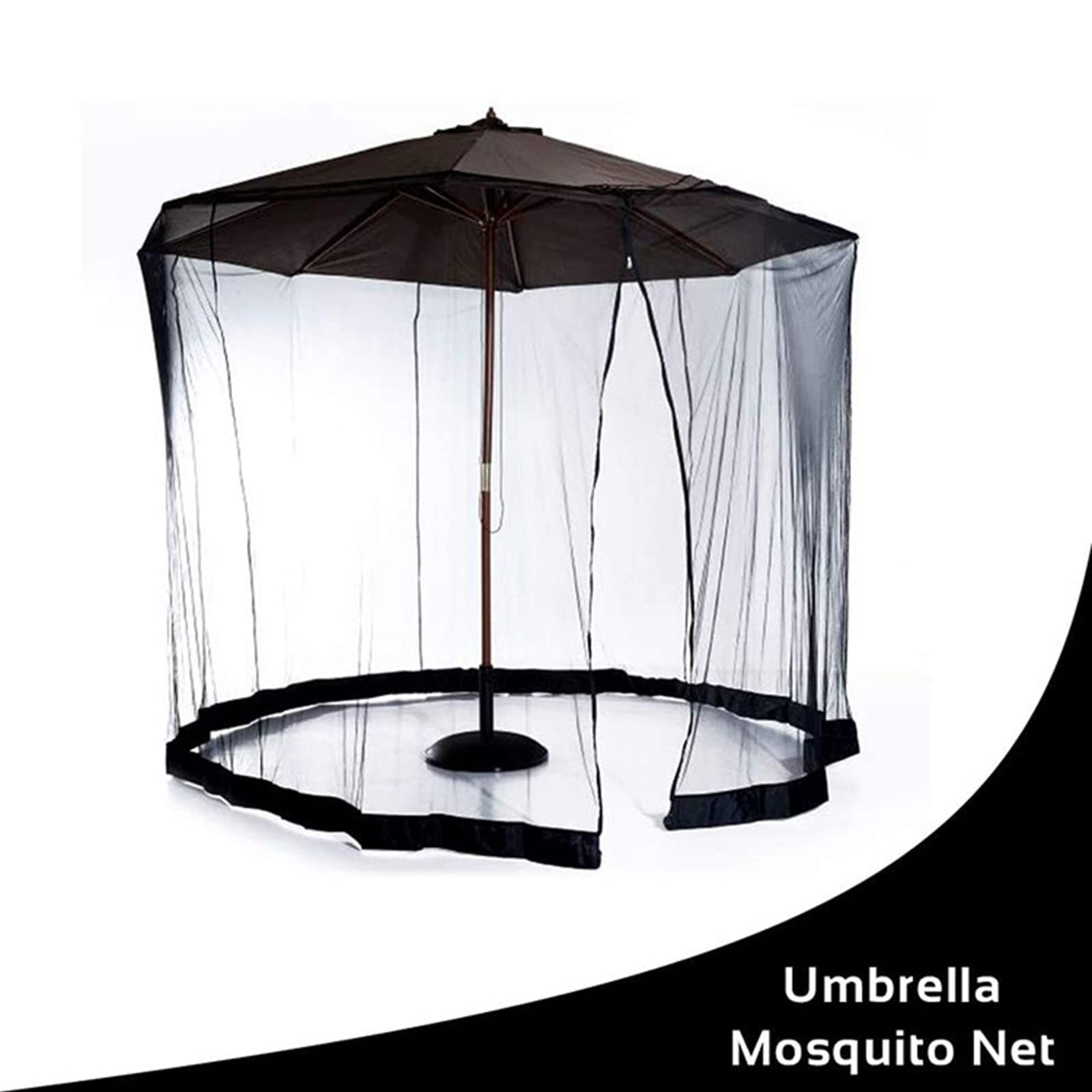 WHYUNM26 Umbrella Net Cover Parasol Mosquito Net Zipper Drawstring Canopy Water Injection Fixed Windproof Outdoor Patio Yard 300 * 230cm/118 * 90in,Black,300 * 230cm