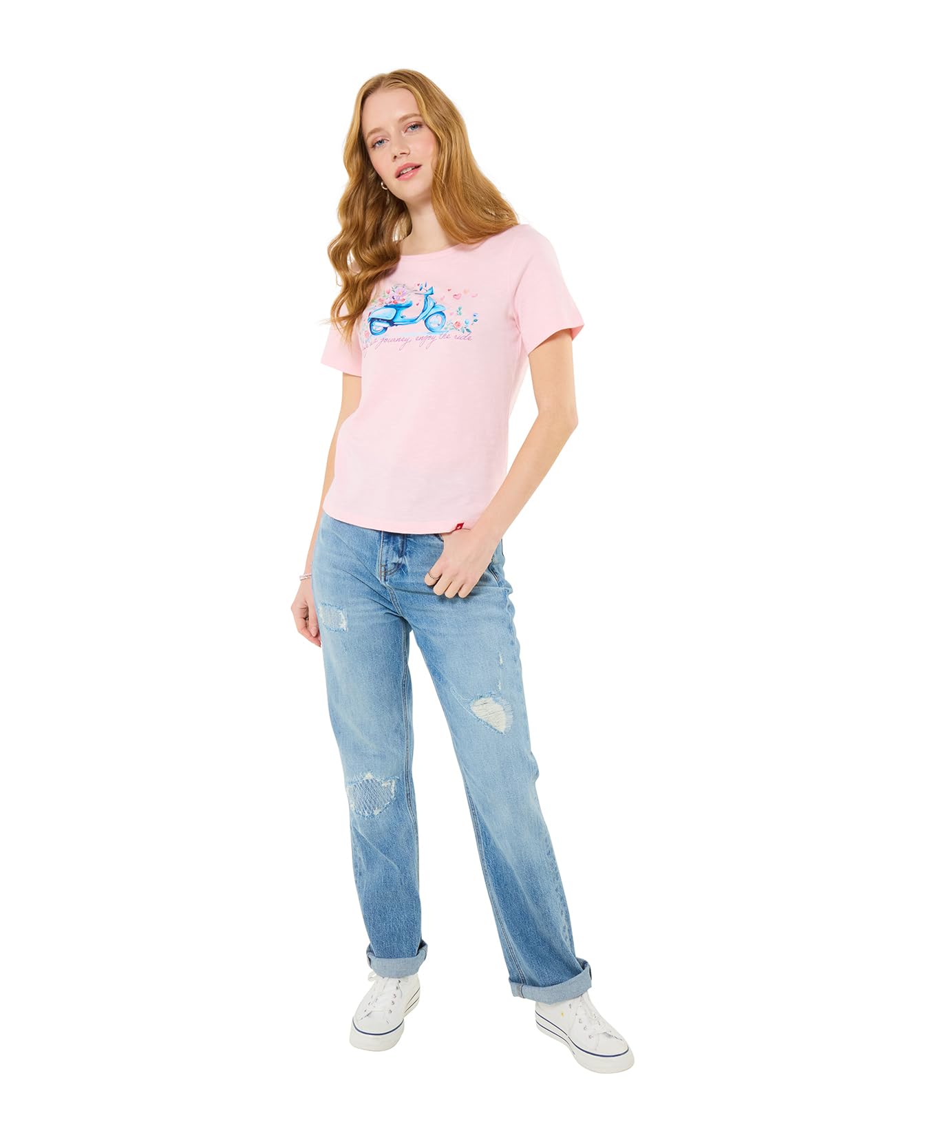 Joe Browns Women's Floral Motorbike Graphic T-Shirt in Pink | Size: 12
