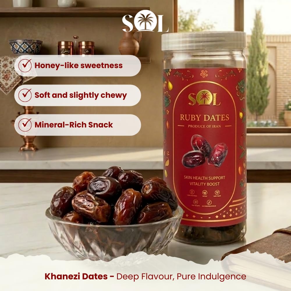 SOL Khenaizi Dates 500g – Premium Soft Khajoor | Khanezi | Khajur