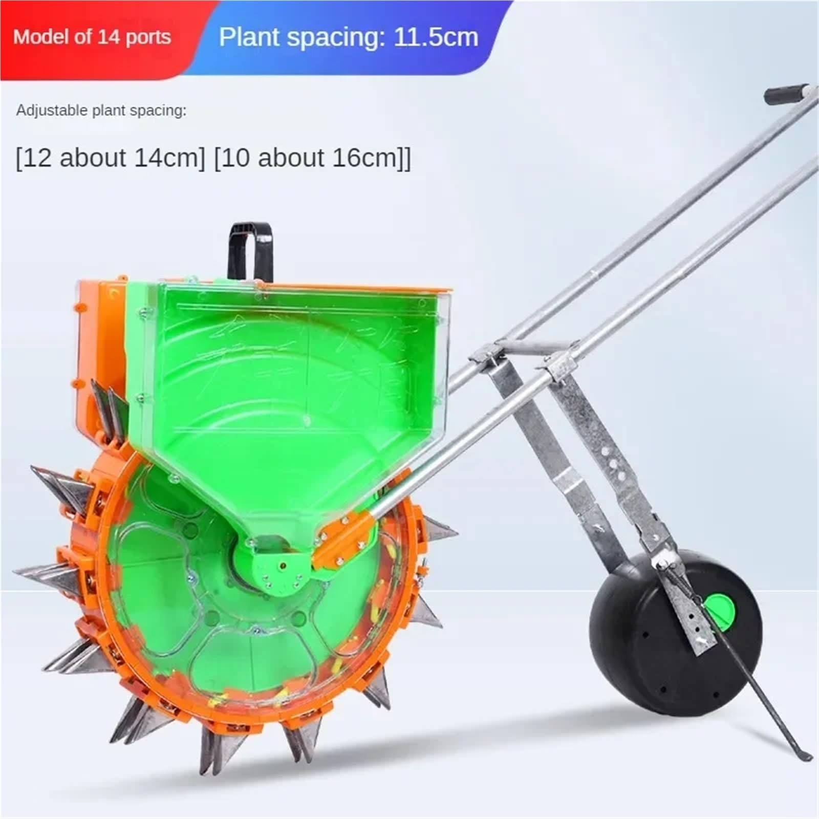 Manuelle Sämaschine Handbetriebene Saatgutverteiler für Erdnusshirse, Raps, kleine Aussaat und Düngung, All-in-One-Präzisionssämaschine Seeder(Plant spacing 11.5CM)
