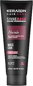 Keraton, Máscara matizadora hidratante, Trata e colore, Para cabelo castanho claro, médio e escuro, Shine Mask, 250g, Marsala
