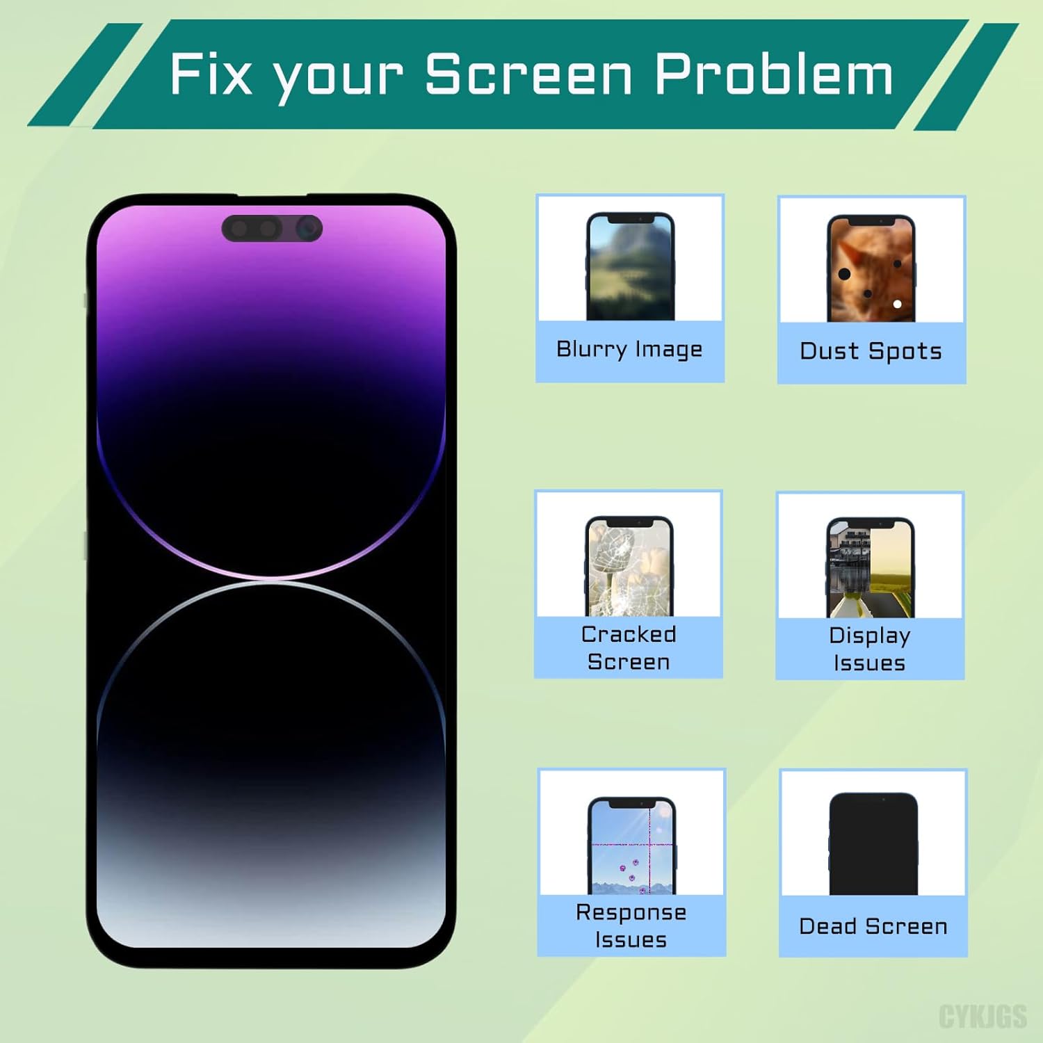 for iPhone 14 Pro Screen Replacement with Proximity Sensor Earspeaker Flex Cable 6.1" 3D Touch LCD Display Digitizer Full Assembly Front Glass Repair Fix Tools Kit A2650 A2889 A2890 A2891 A2892