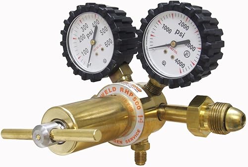 Uniweld Regulador de nitrógeno RHP500 con presión de entrega de 0-500 PSI, conexión de entrada CGA580 y conexión de salida de llamarada macho de 1/4