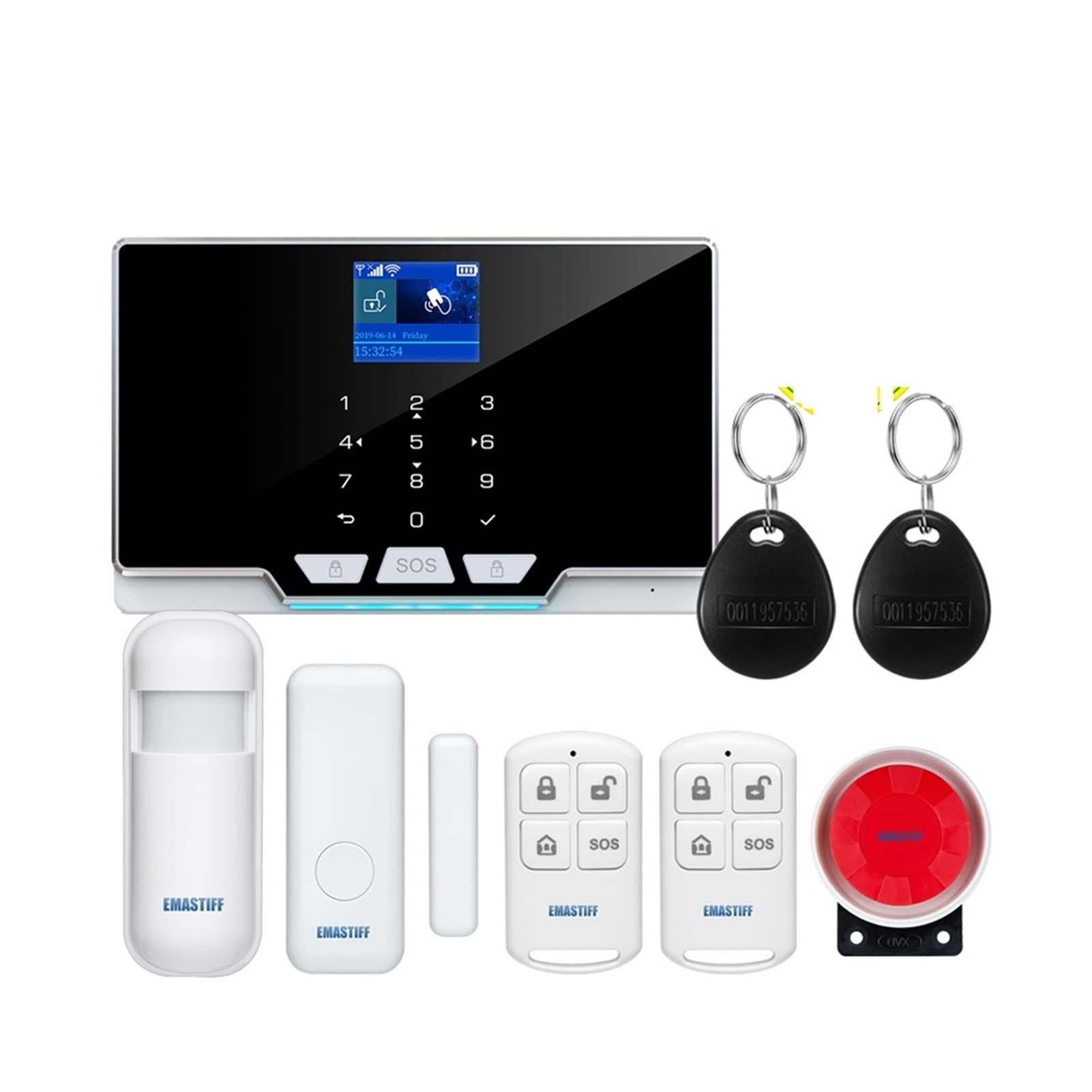 Alarme sans Fil TUYA Intelligente WiFi sim GSM Kit de système d'alarme de sécurité App Contrôle du détecteur de Mouvement Système d'alarme de cambrioleur(W3B2)