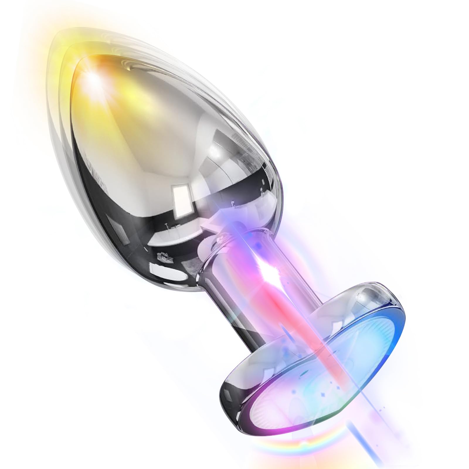 AMAZBEE Plug anale vibrante Vibratore Butt Plug per donne uomini Hearted Light Up Massaggiatore della prostata con telecomando Giocattoli sessuali elettrici in acciaio inox (S)