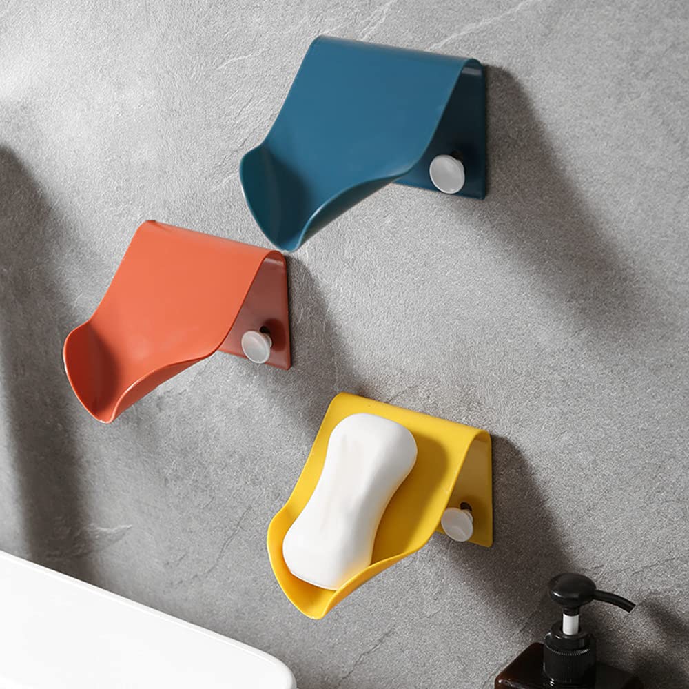 HELTER Portasapone creativo con scarico, 2 porta sapone a forma di foglia verde con struttura in metallo moderno vassoio per sapone per doccia, bagno, cucina, decorazione della casa